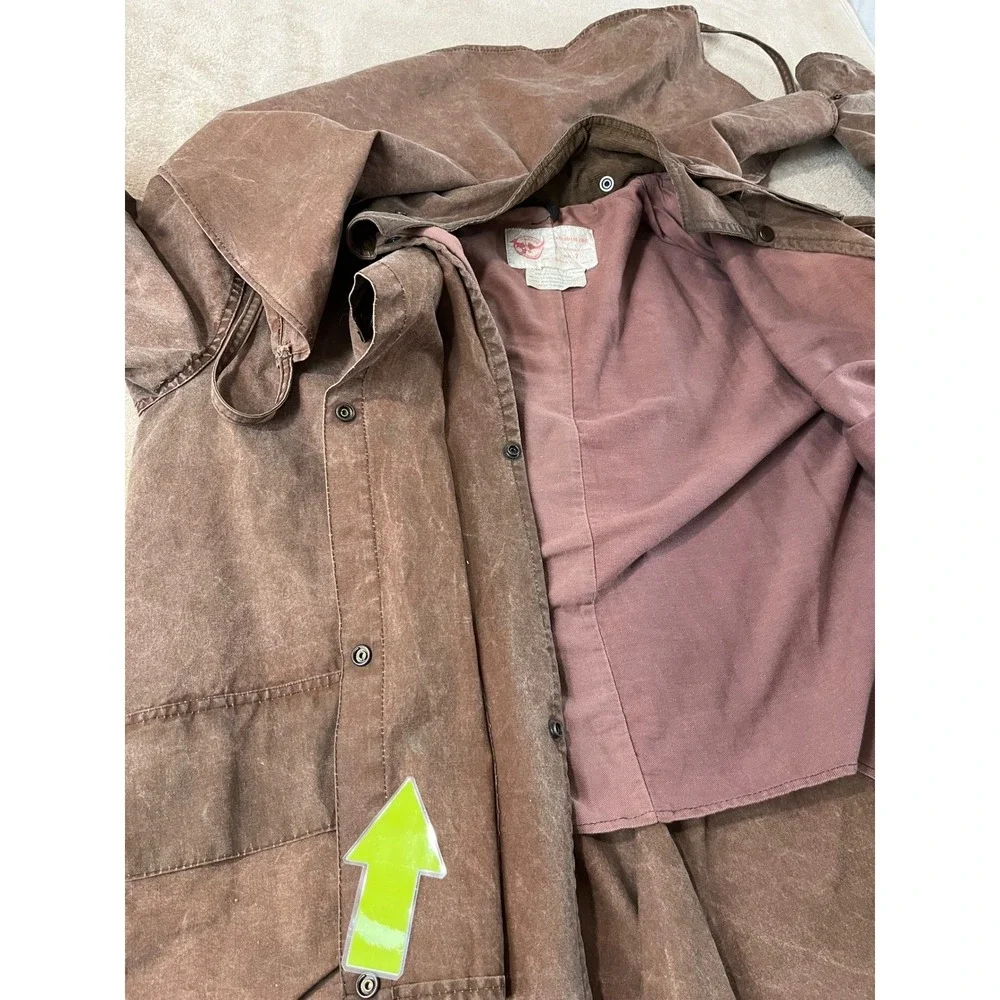 Australian Stock Saddle Co Cattlemans Coat Mens Size 7 Brown Waxed Cotton Duster